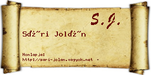 Sári Jolán névjegykártya